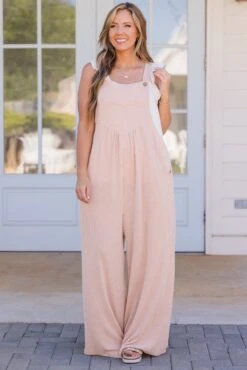 Whirlwind Wonder Jumpsuit, Taupe -Chic Soul Store WhirlwindWonderOveralls Taupe 4
