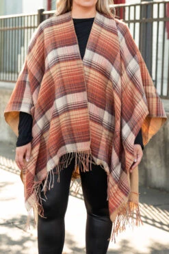 Whisper Sweet Nothings Poncho, Rust -Chic Soul Store WhisperSweetNothingsPoncho Rust 9959