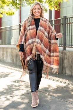 Whisper Sweet Nothings Poncho, Rust -Chic Soul Store WhisperSweetNothingsPoncho Rust 9960