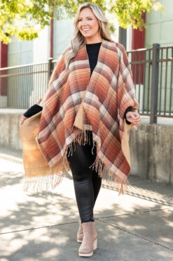 Whisper Sweet Nothings Poncho, Rust -Chic Soul Store WhisperSweetNothingsPoncho Rust 9961