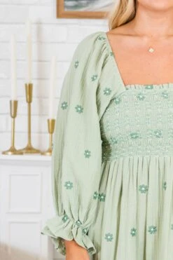 Wildflower Wonder Dress, Green -Chic Soul Store WildflowerWonderDress Green 2 2