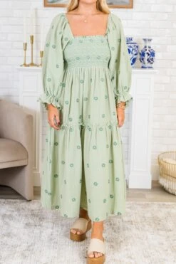 Wildflower Wonder Dress, Green -Chic Soul Store WildflowerWonderDress Green 2