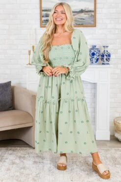 Wildflower Wonder Dress, Green -Chic Soul Store WildflowerWonderDress Green 5
