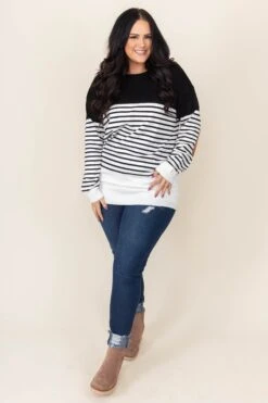 Winters In Cape Cod Sweater, Ivory Black -Chic Soul Store WintersInCapeCodSweater IvoryBlack 6