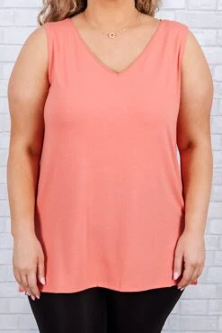 With Open Arms Tank, Deep Coral -Chic Soul Store WithOpenArmsTank DeepCoral 2