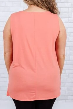 With Open Arms Tank, Deep Coral -Chic Soul Store WithOpenArmsTank DeepCoral