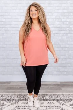 With Open Arms Tank, Deep Coral -Chic Soul Store WithOpenArmsTank DeepCoral 3