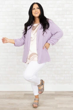 Working In Style Jacket, Lilac -Chic Soul Store WorkingInStyleJacket Lilac 9258