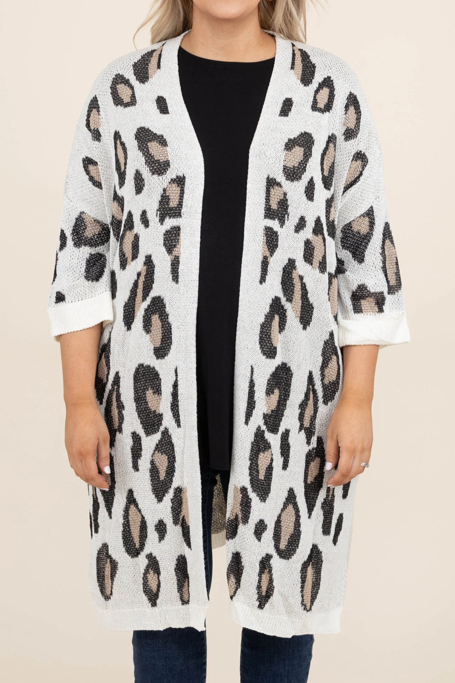 Worth The Hype Cardigan, Ivory-Taupe 6 Worth The Hype Cardigan, Ivory-Taupe - Image 4