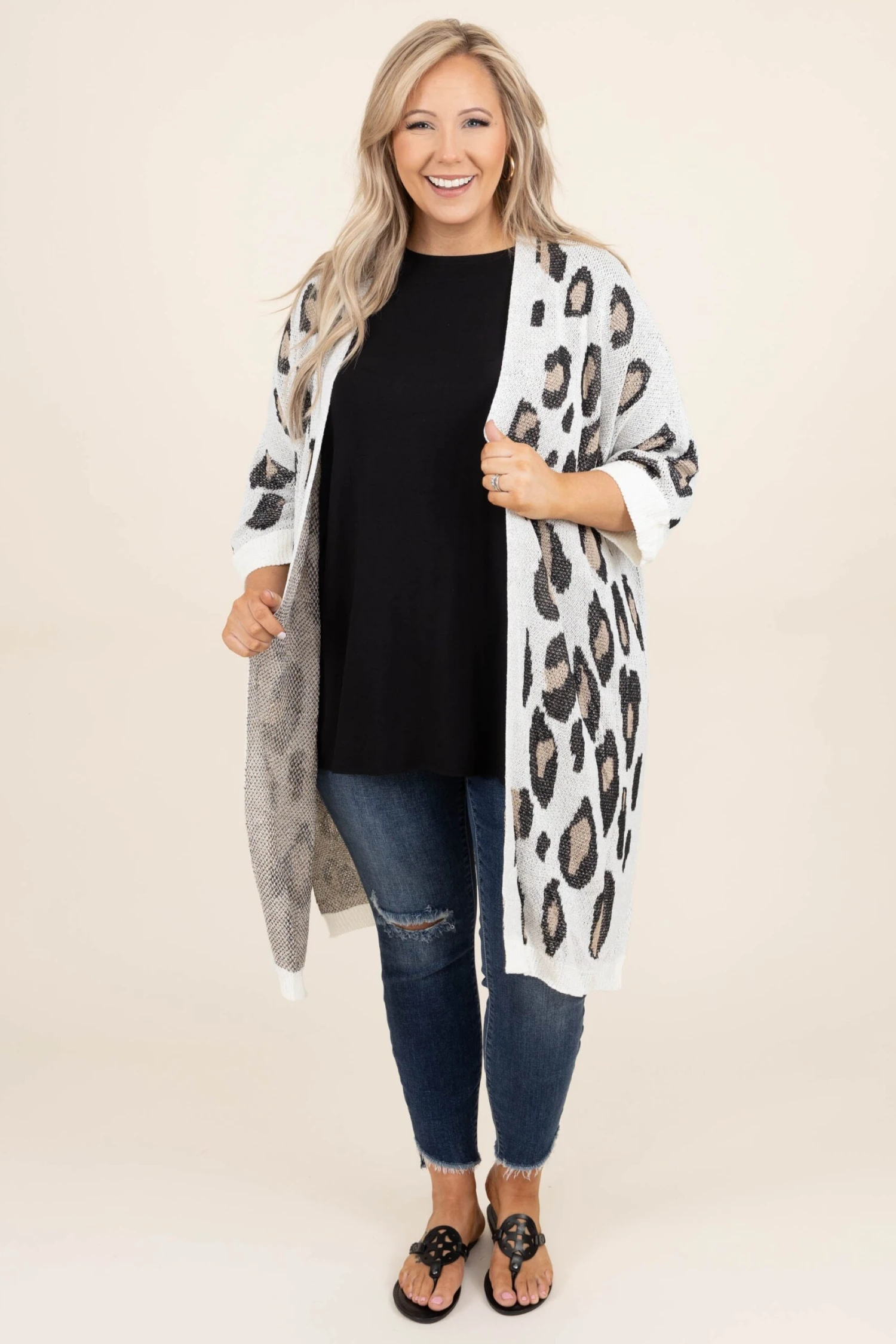 Worth The Hype Cardigan, Ivory-Taupe 5 Worth The Hype Cardigan, Ivory-Taupe - Image 3