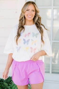 You Give Me Butterflies Boyfriend Tee, Ivory