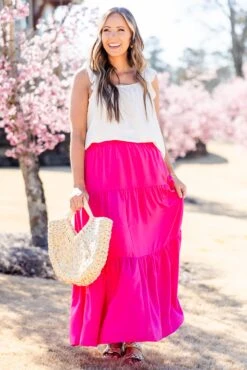You're Glowing Maxi Skirt, Hot Pink -Chic Soul Store You reGlowingMaxiSkirt HotPink 5