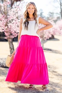 You're Glowing Maxi Skirt, Hot Pink -Chic Soul Store You reGlowingMaxiSkirt HotPink 6