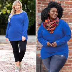 Slouchy Dolman Tunic Long Sleeve, Cobalt -Chic Soul Store cobalt