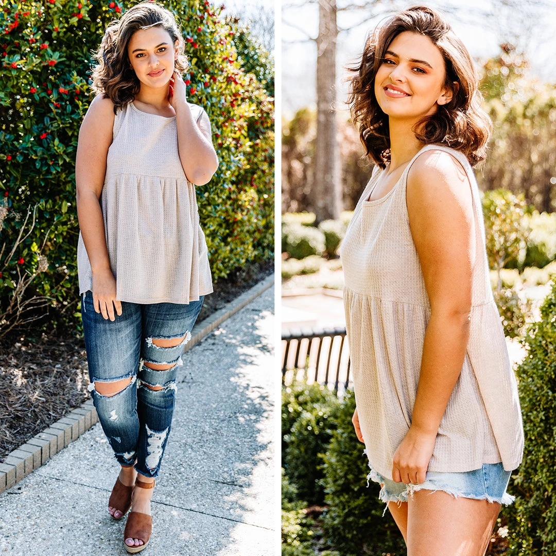 Weekender Waffle Babydoll, Oatmeal 9 Weekender Waffle Babydoll, Oatmeal - Image 7