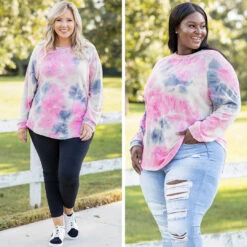 Curved Hem Slouchy Dolman Tunic, Tie Dye Pink -Chic Soul Store tie dye fc124d1b a2f9 4ad2 b5d0 e8a0ebcbce09